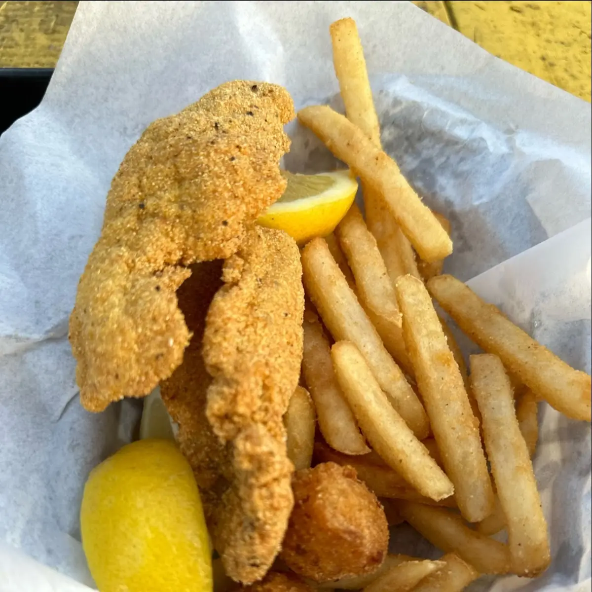 Fried Seafood Basket and Fries