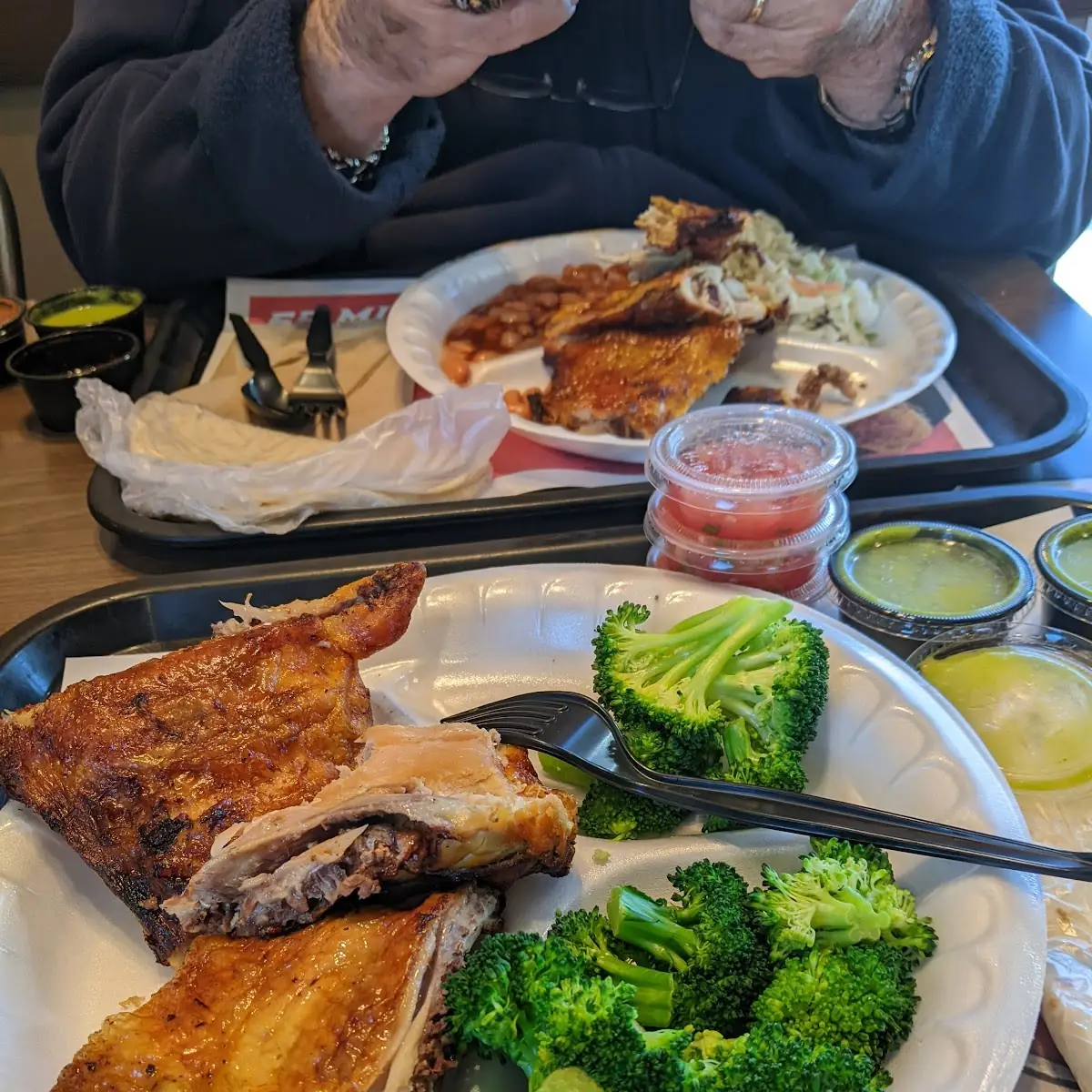 3 Chicken Thighs Large Broccoli Unsweetened Ice Tea