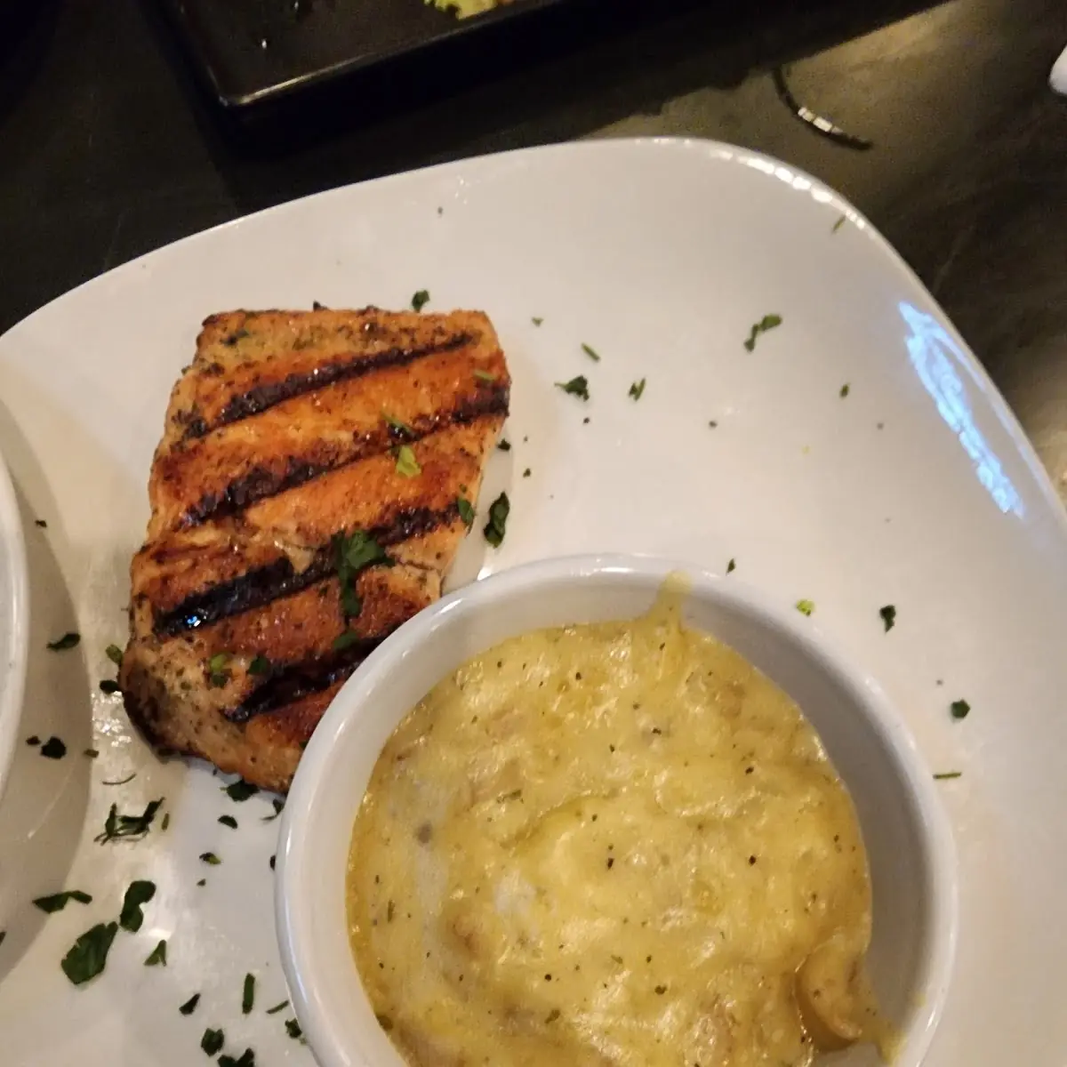 Grilled Salmon and Mashed Potatoes