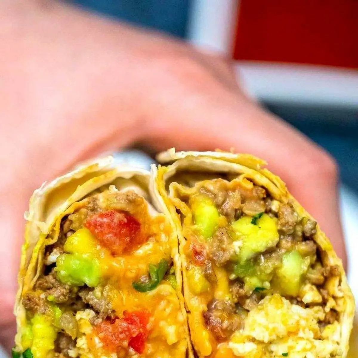 Breakfast Burrito Eggs Salsa Mix Cheese Wrap