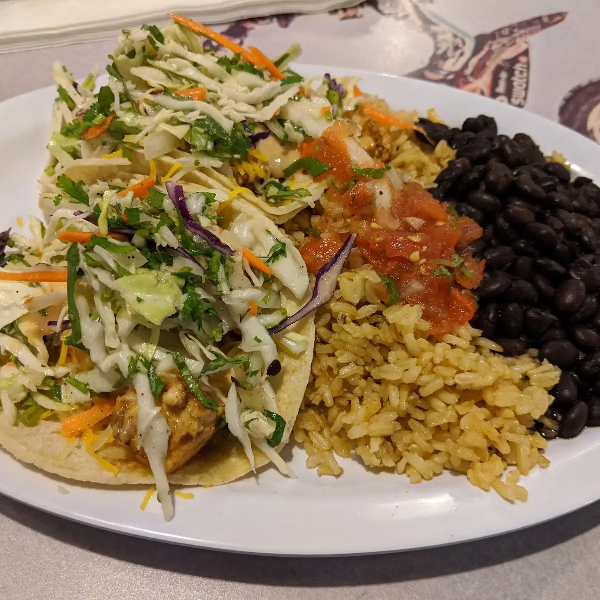 Fish Tacos Beans and Rice