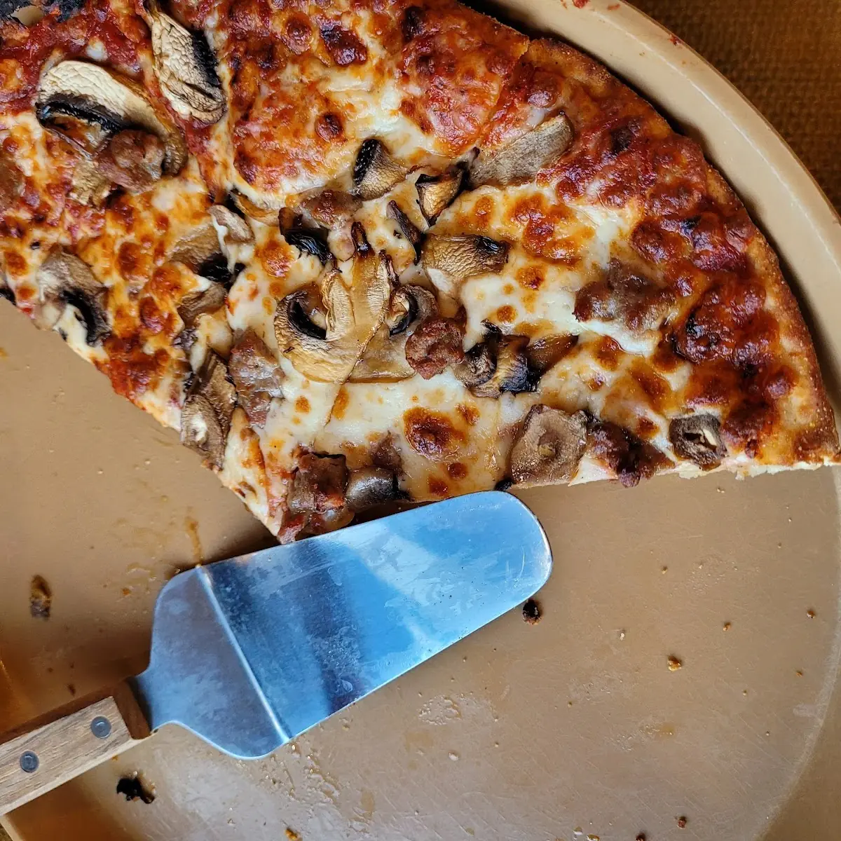 Sausage and Mushroom Thin Crust Pizza