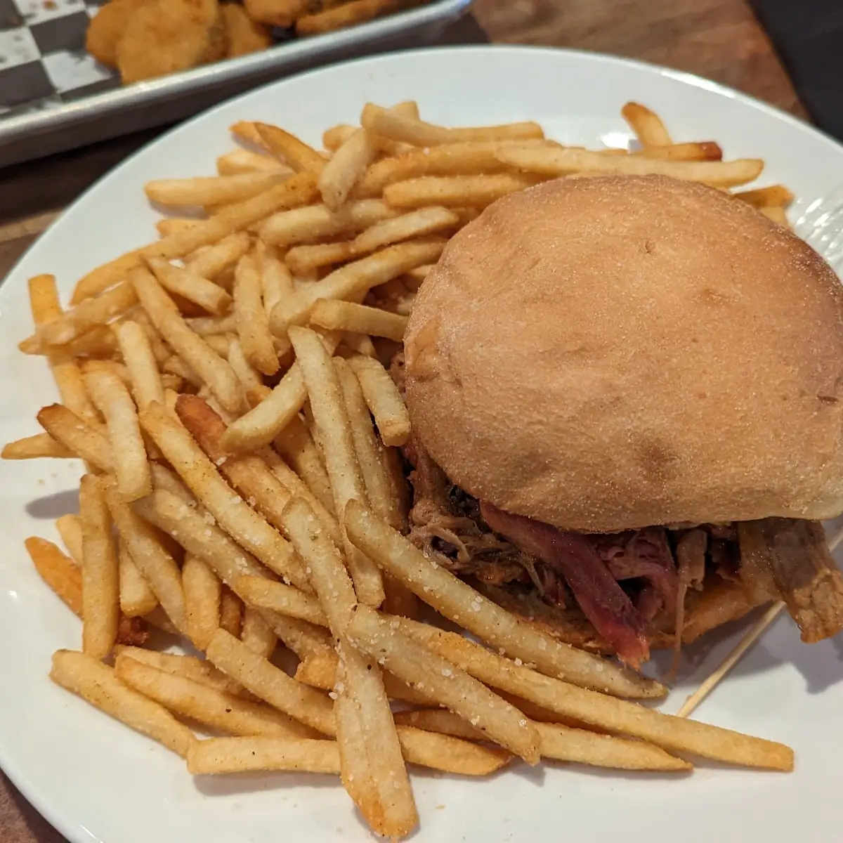Pulled Pork Sandwich and Fries