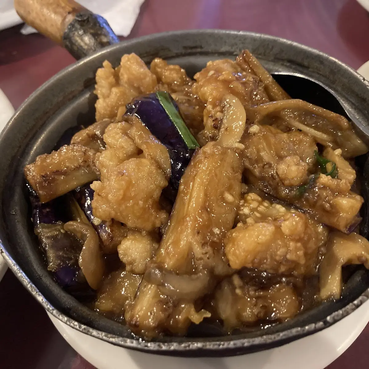 Fried Fish Fillet w Eggplant Hot Pot