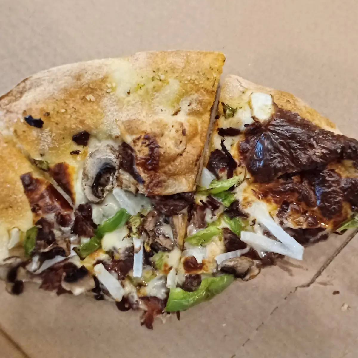 Philly Cheesesteak Pizza Burnt