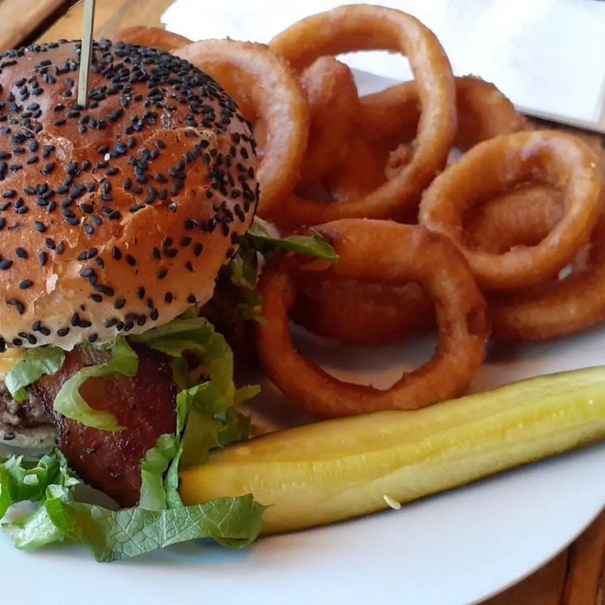 Bacon Cheeseburger and Onion Rings