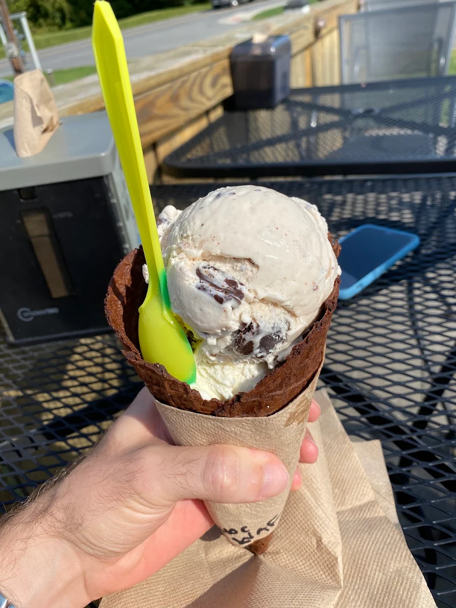 Chocolate Chip Cookie Dough in a Chocolate Waffle Cone