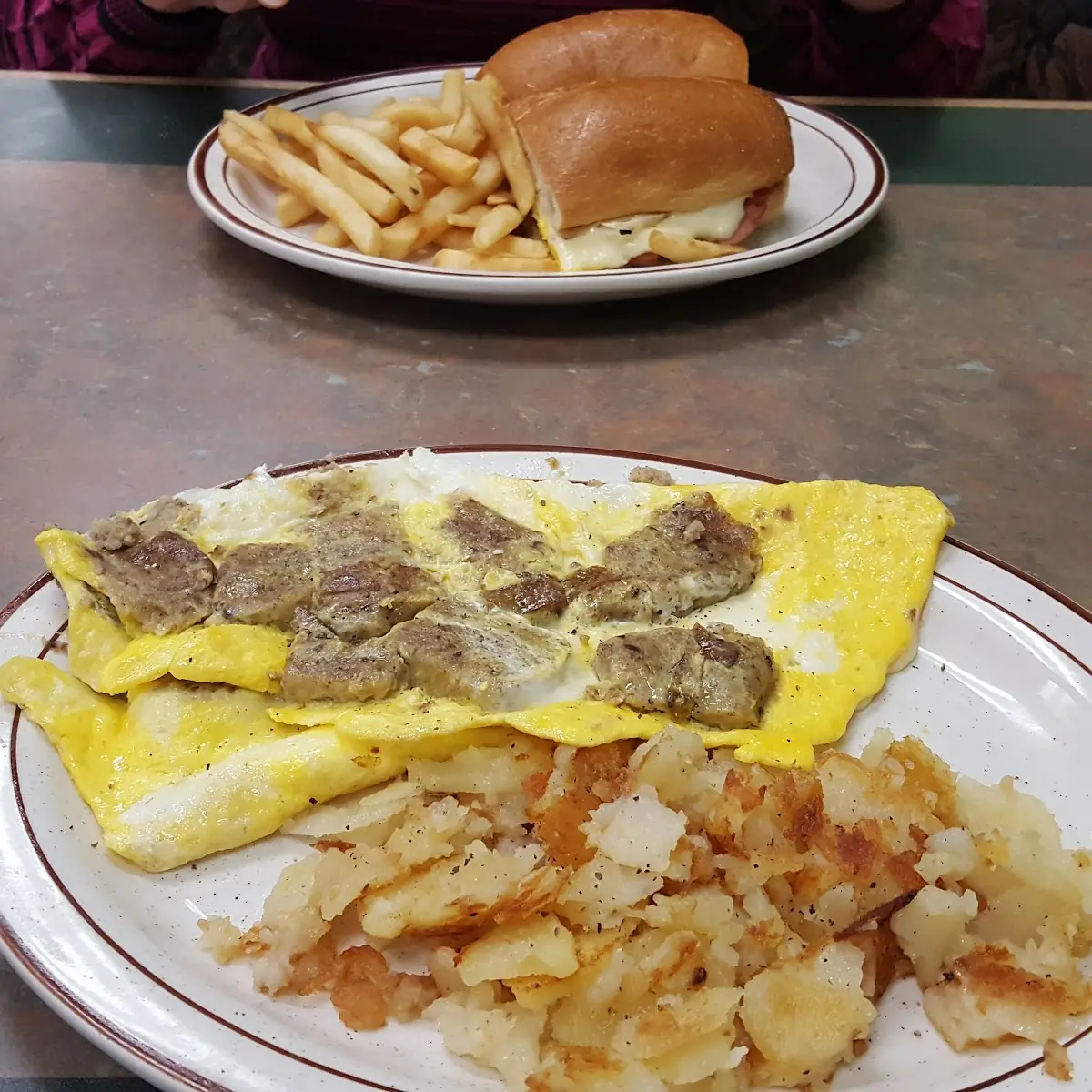 Scrapple and Cheese Omelette