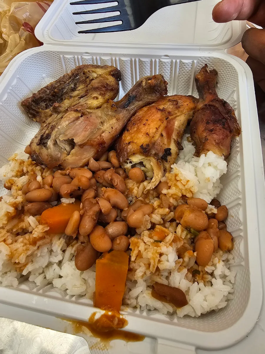 White Rice Beans and Baked Chicken