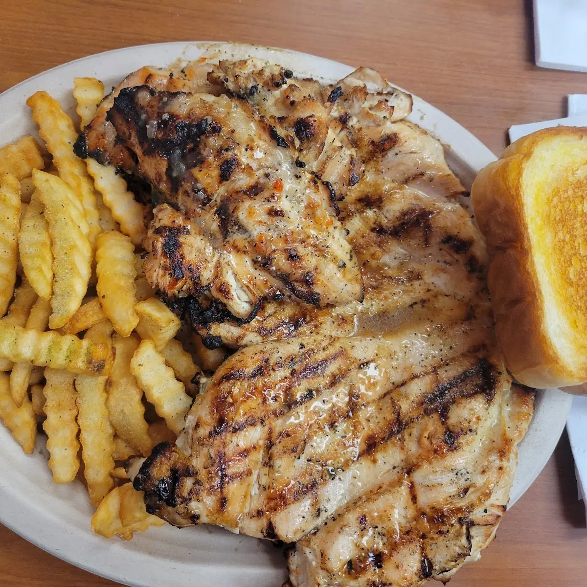 Chicken Breast Fries and Texas Toast