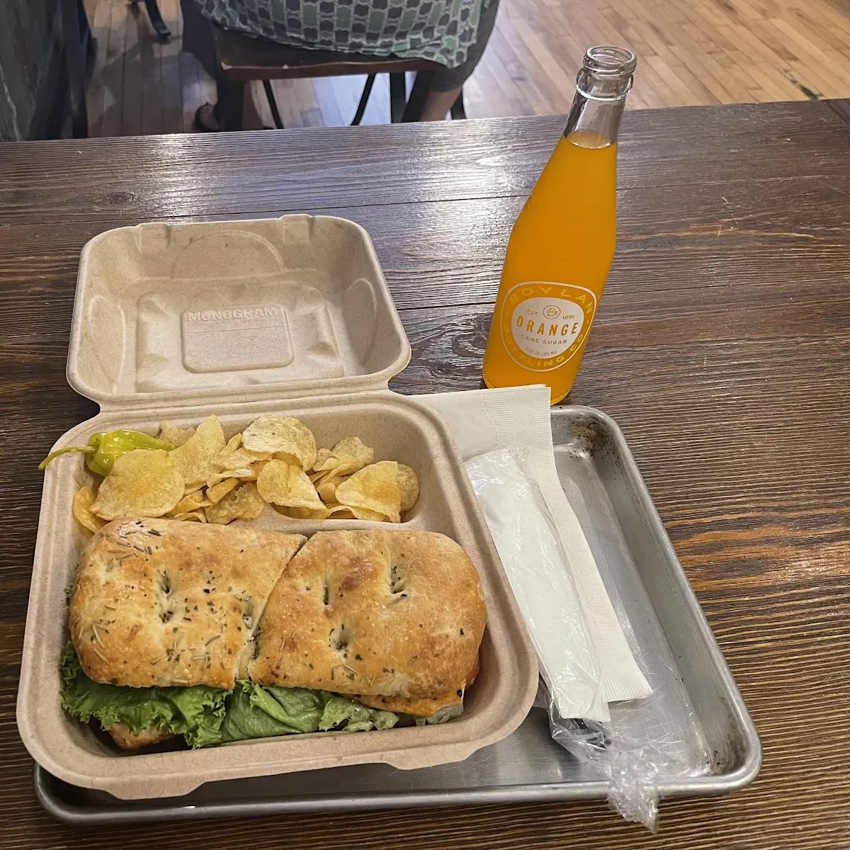 Salmon blt Sandwich with Kettle Chips