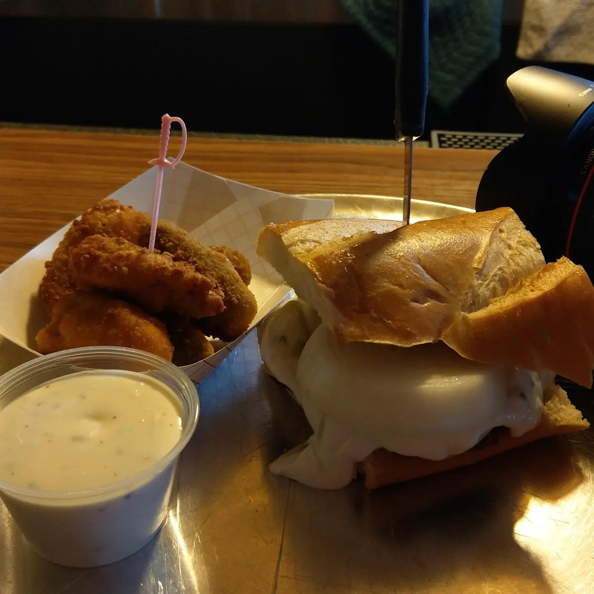Lamb Burger and Poppers