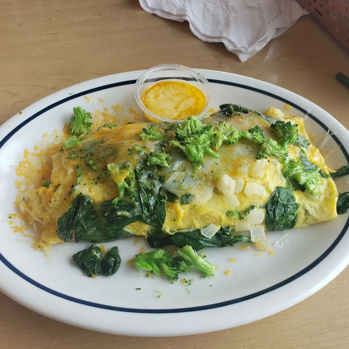 Veggie Omelette and Hash Browns