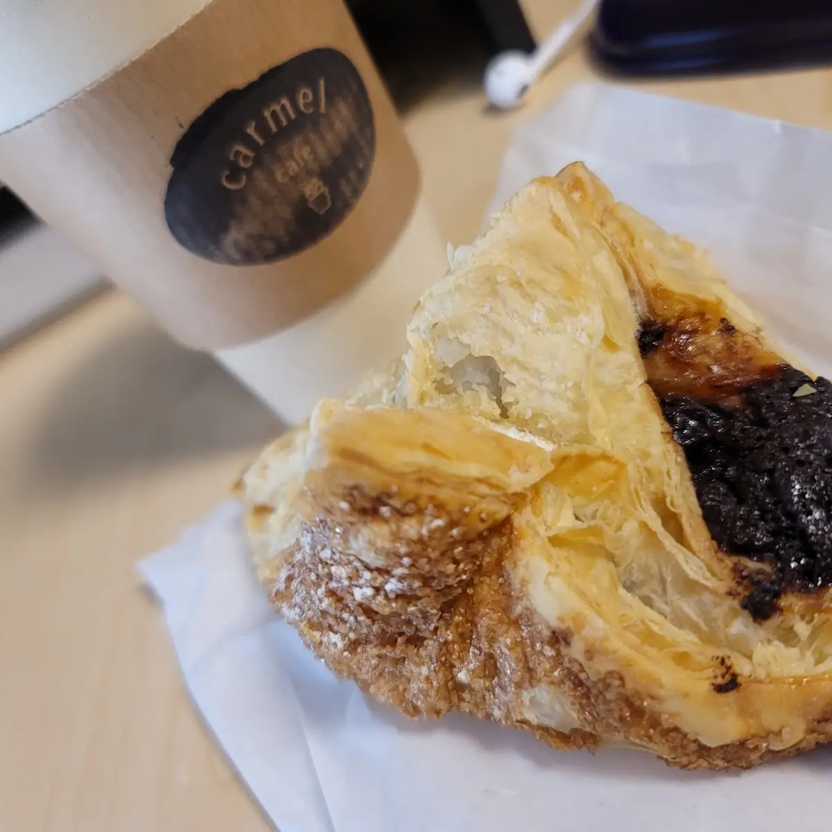 Chocolate Cherry Turnover and Hazelnut Coffee