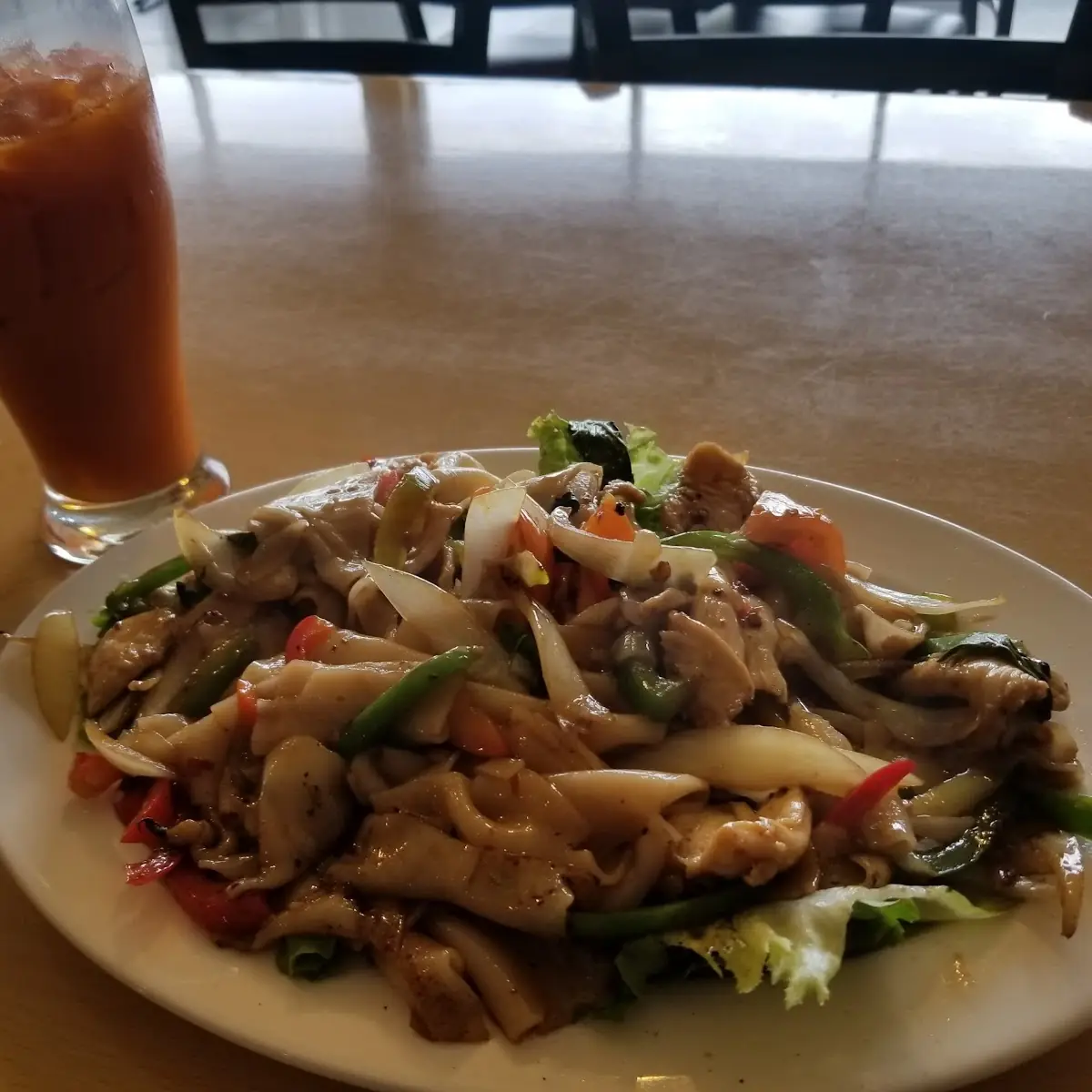 Drunken Noodles and Thai Iced Tea