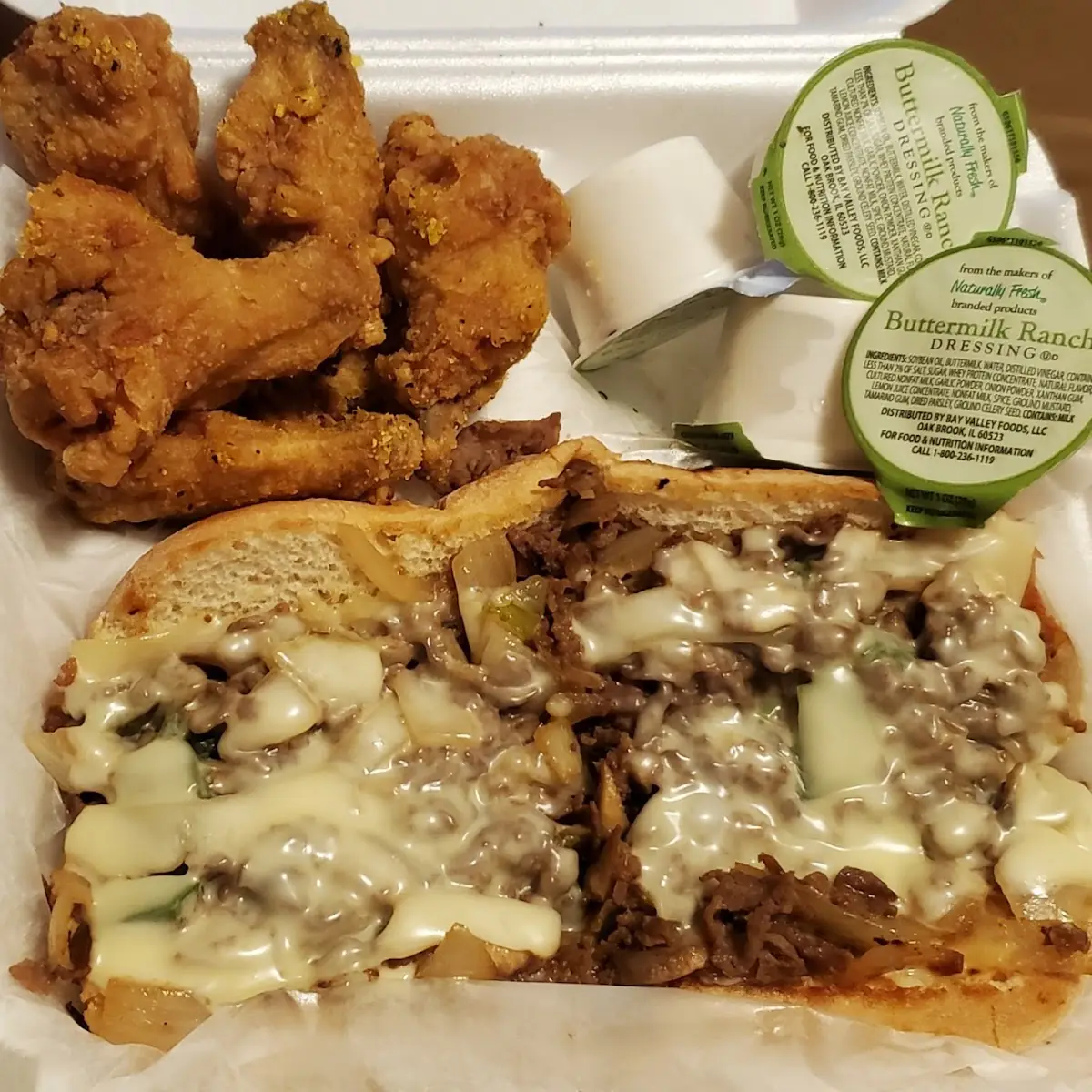 Philly Cheesesteak Sandwich & Lemon Pepper Dry Wings