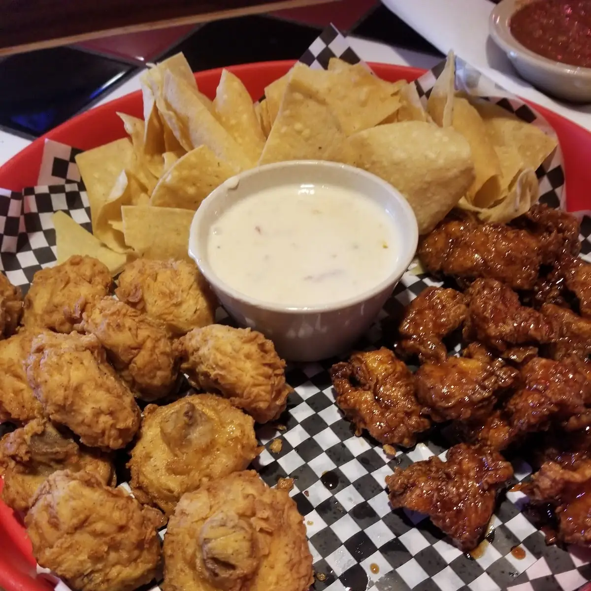 Fried Mushrooms and Chicken Bites