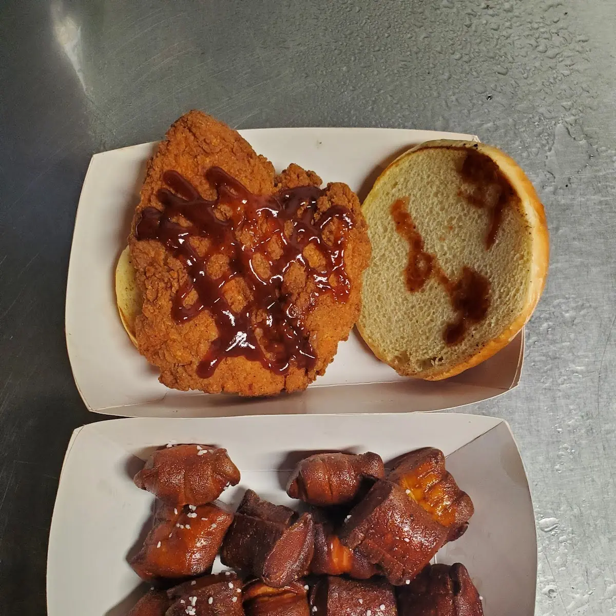 Chicken Patty and Pretzel Bites