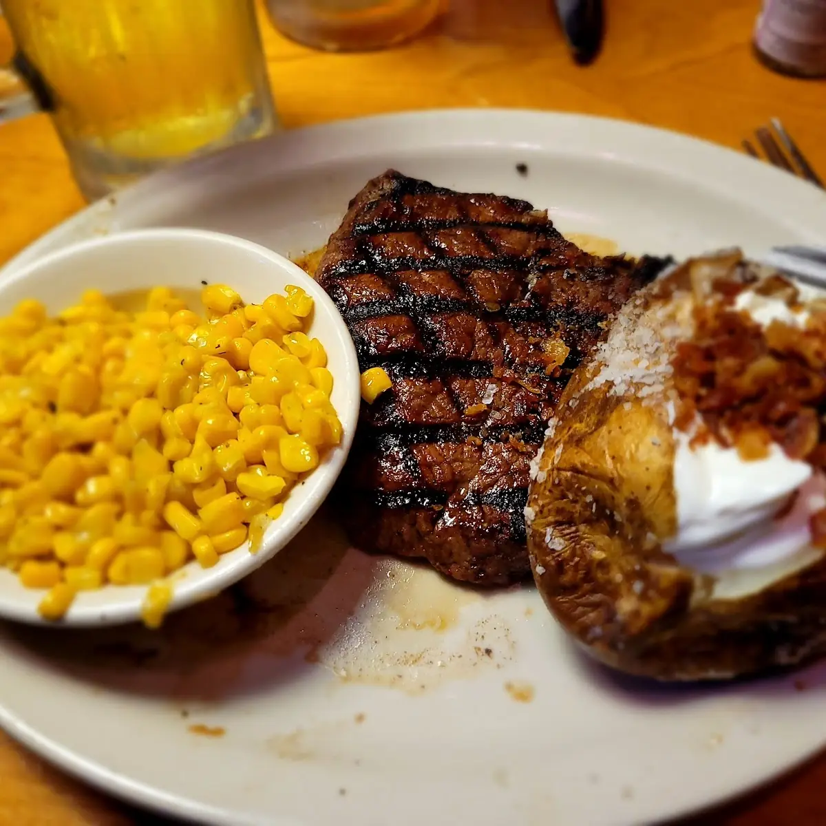 12oz New York Strip Steak w Mac and Cheese and Loaded Mashed Potatos