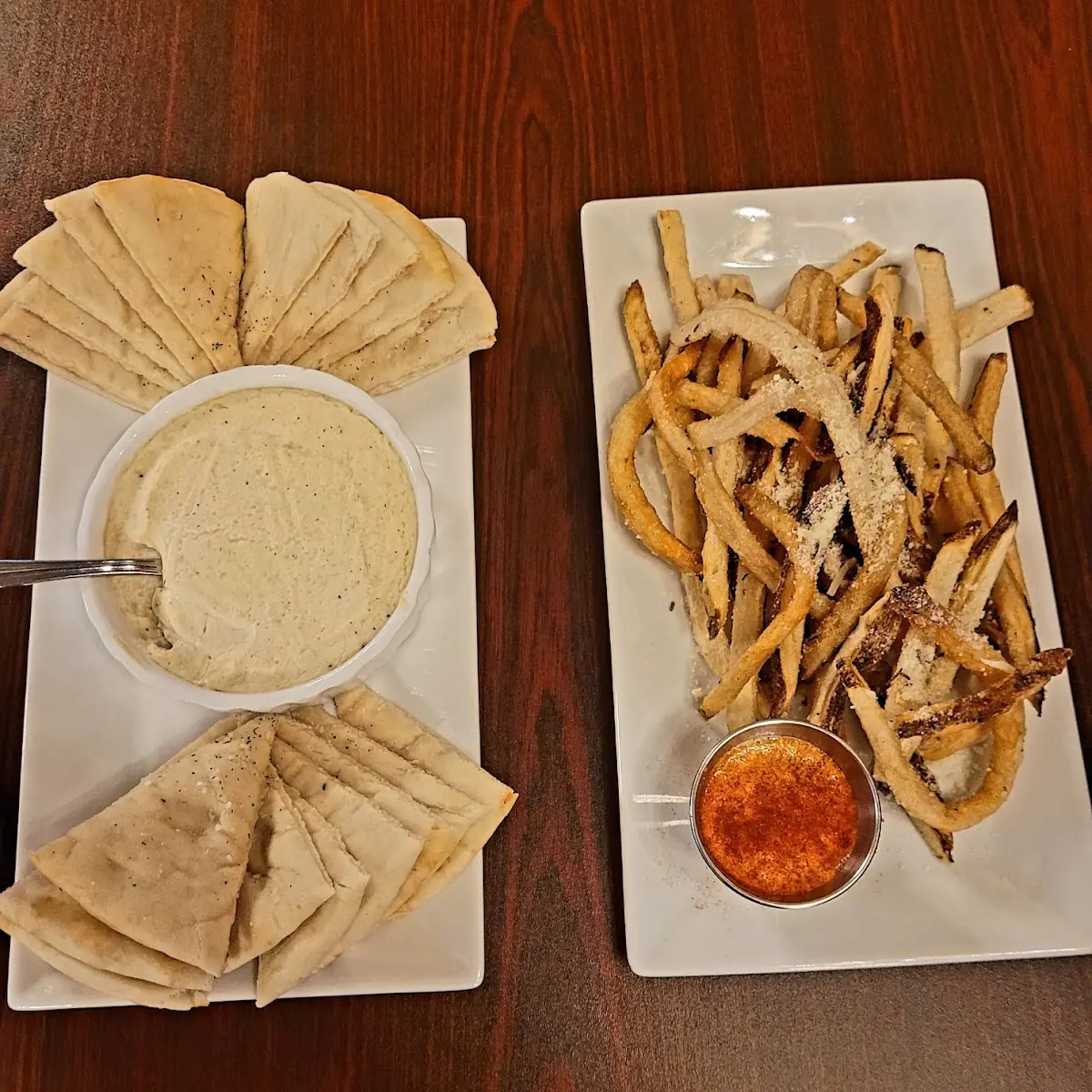 Spinach Artichoke Dip and Duck Fries