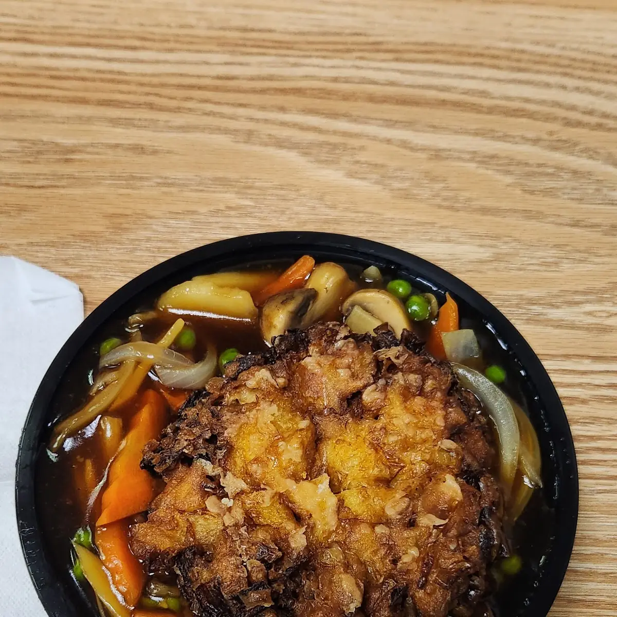 Egg Foo Young with Vegetables in Brown Sauce