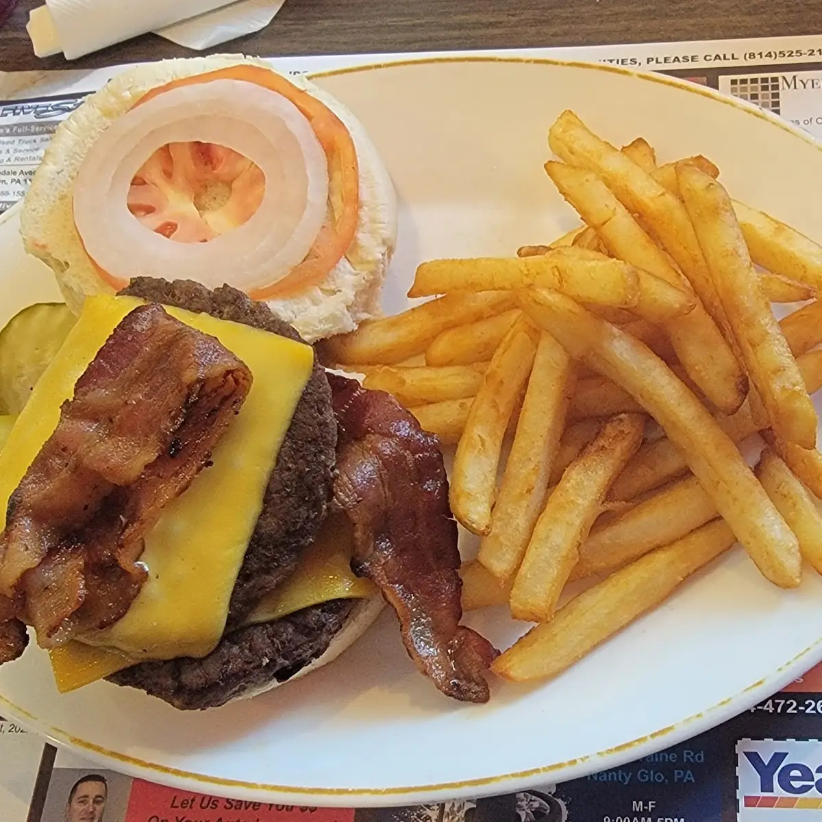 Double Bacon Cheeseburger with Fries