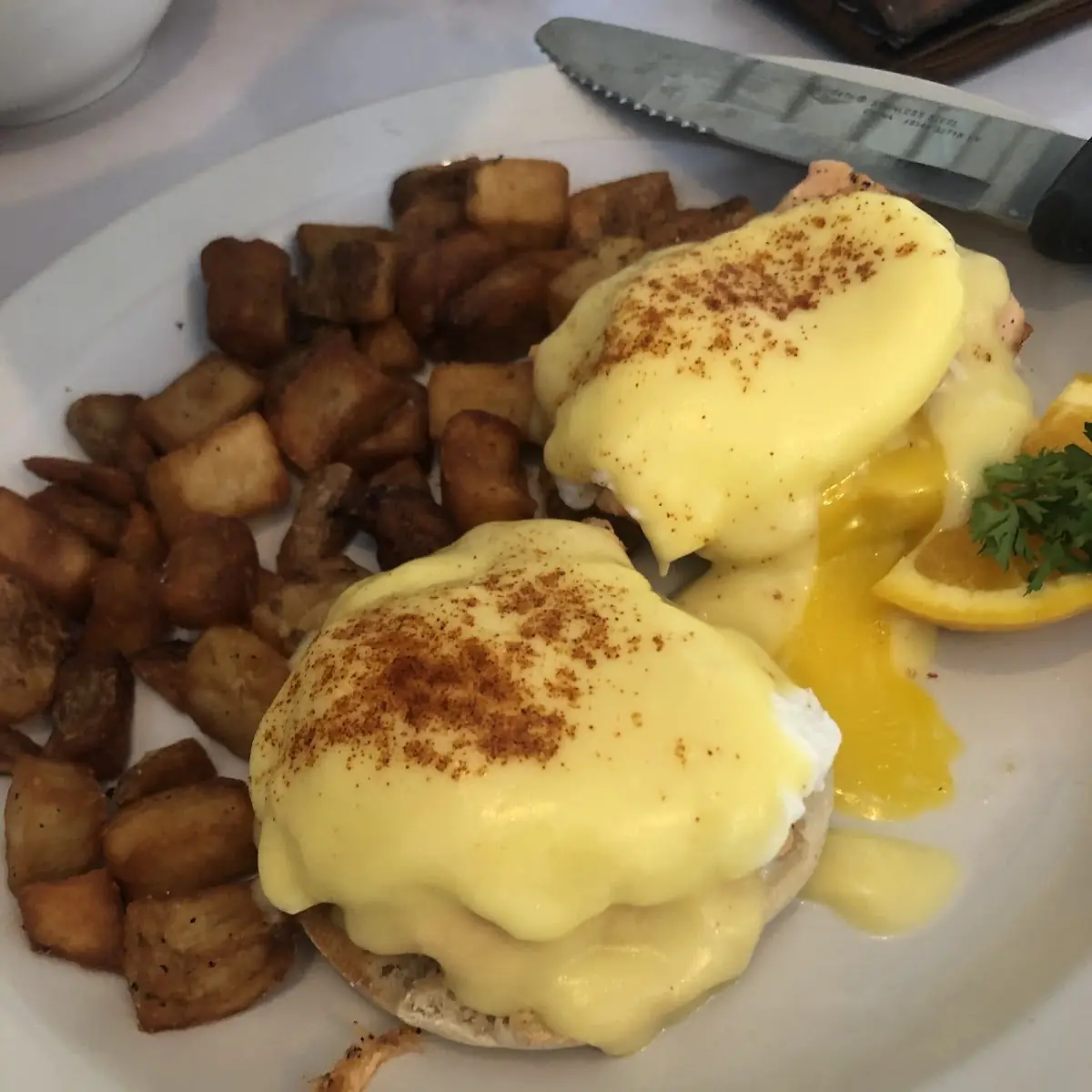 Salmon Benedict with Home Fries