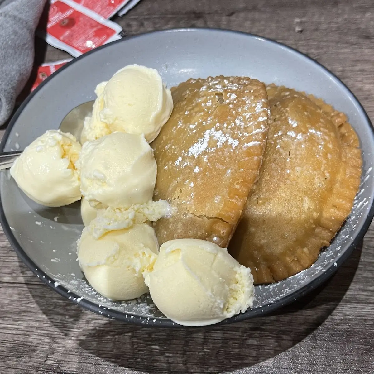 Fried Apple Pie with Vanilla Ice Cream