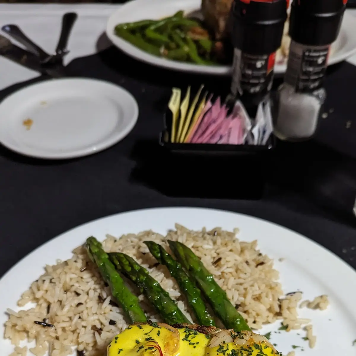 Crab Cakes with Rice Pilaf and Asparagus