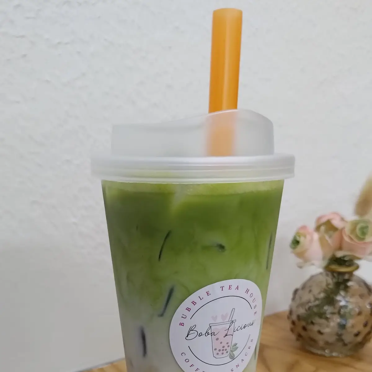 Pumpkin Pie Matcha Latte with Coffee Jelly