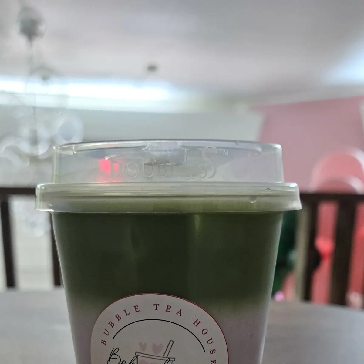 Strawberry Matcha with Blueberry Poppers