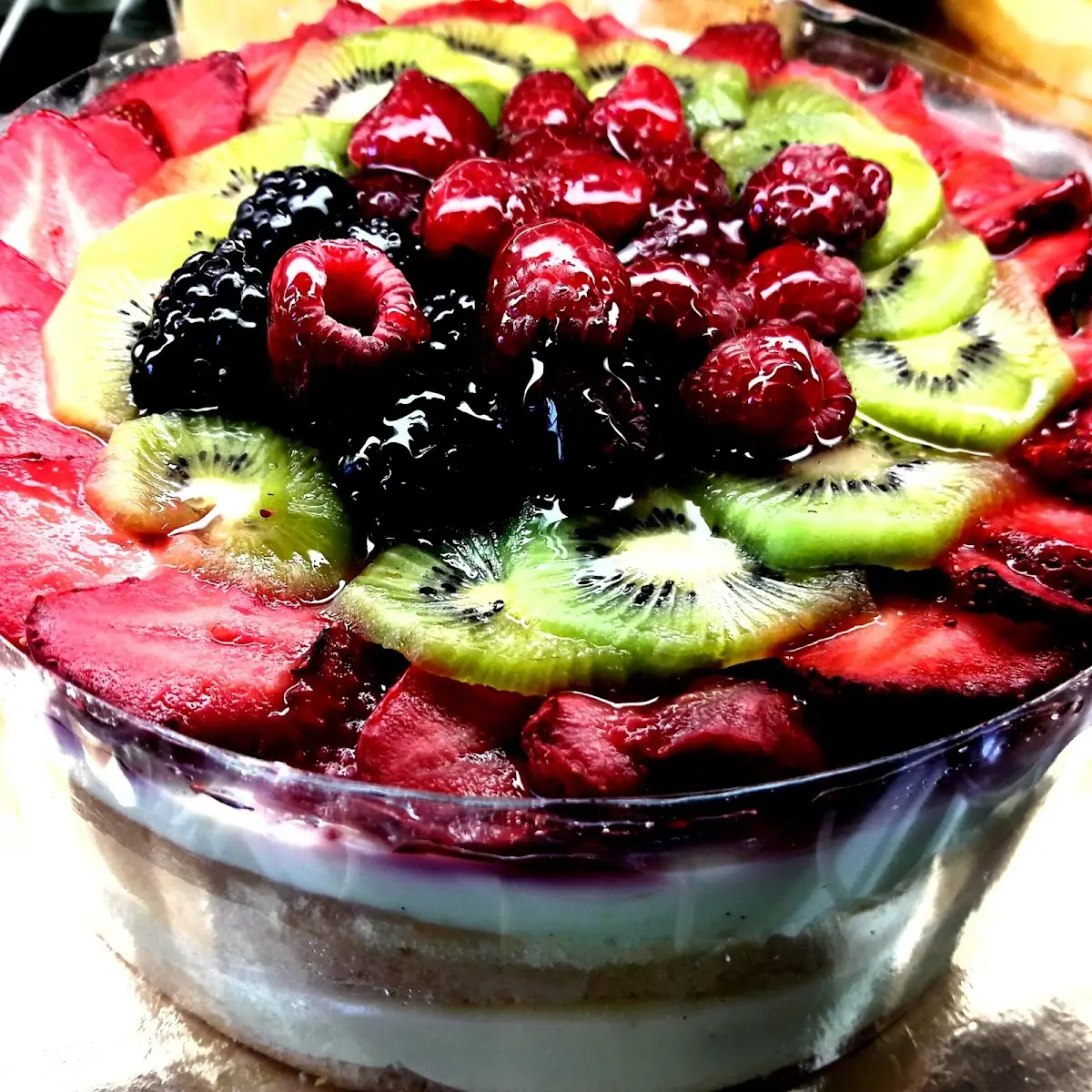 Vanilla Cake with Fresh Fruit on Top