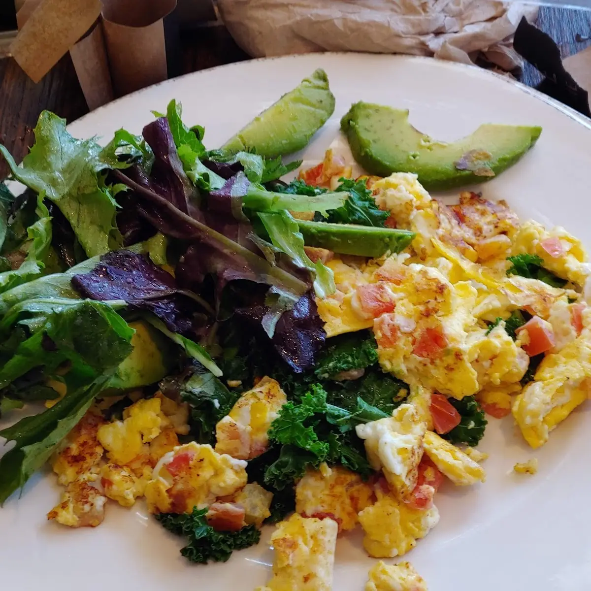 Avocado Tomatoes and Spanish Omelette