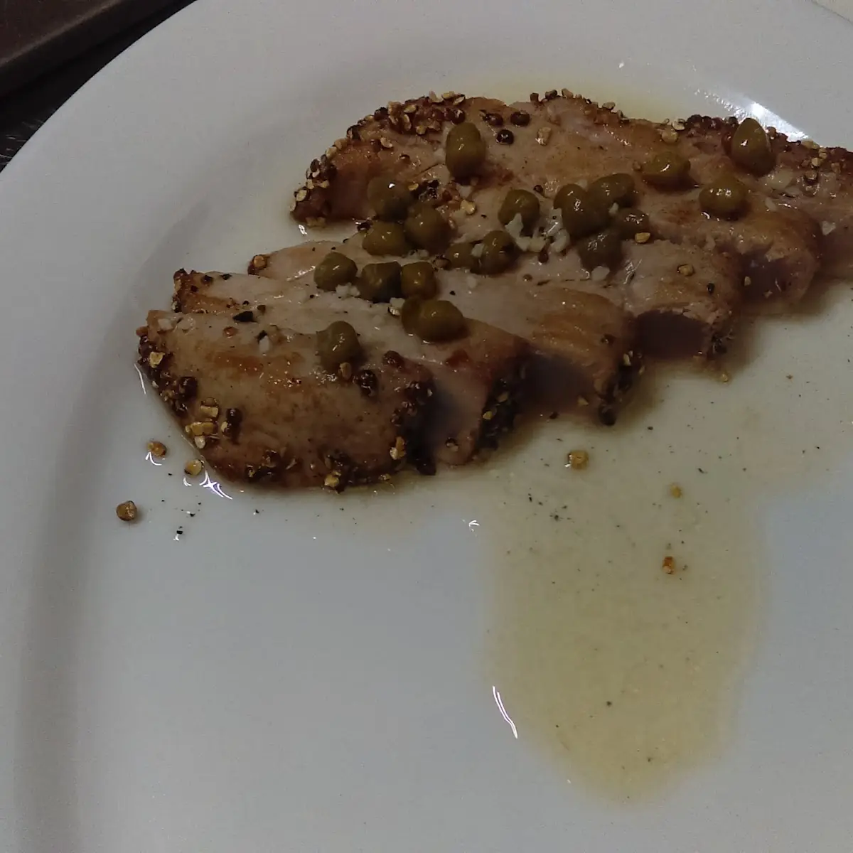 Peppercorn Crusted Seared Tuna with Capers