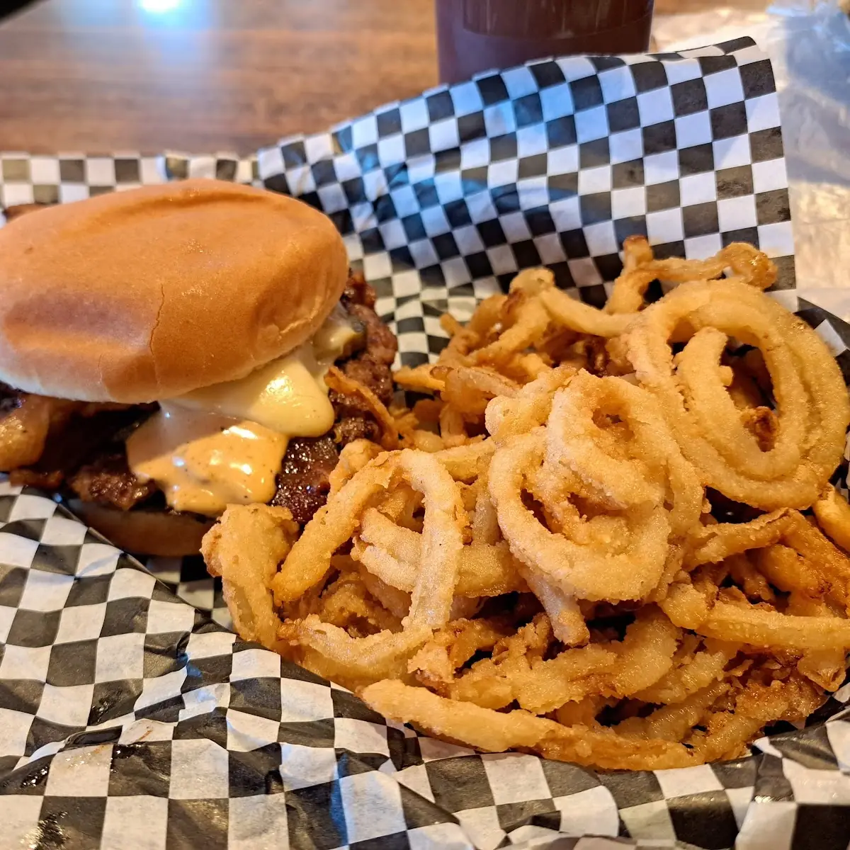 Bacon Cheeseburger with Onion Straws