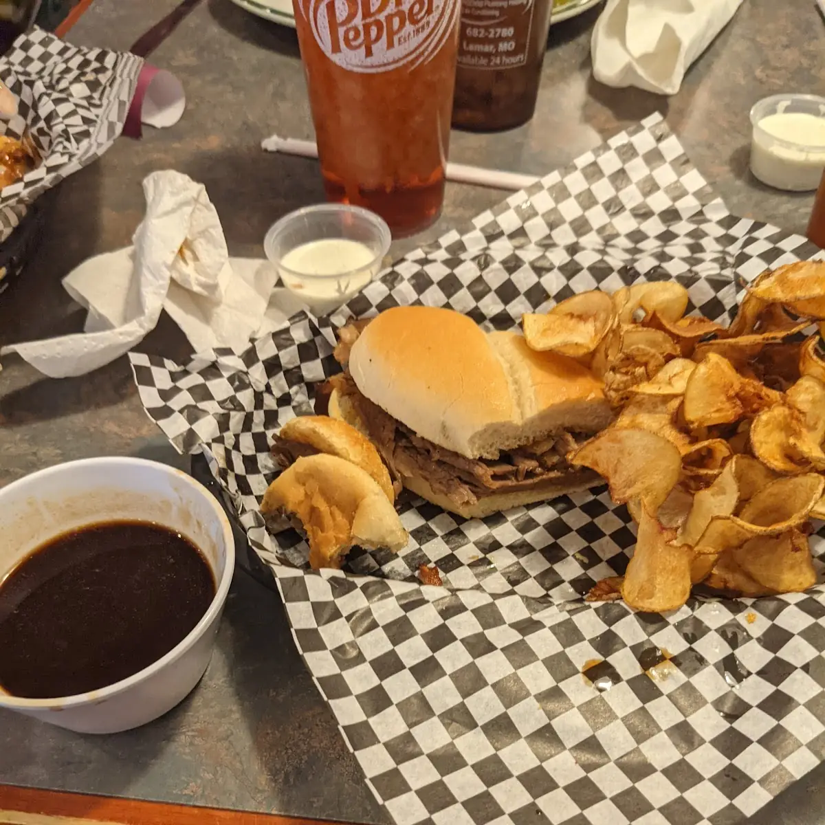 French Dip Sandwich and Fresh Chips