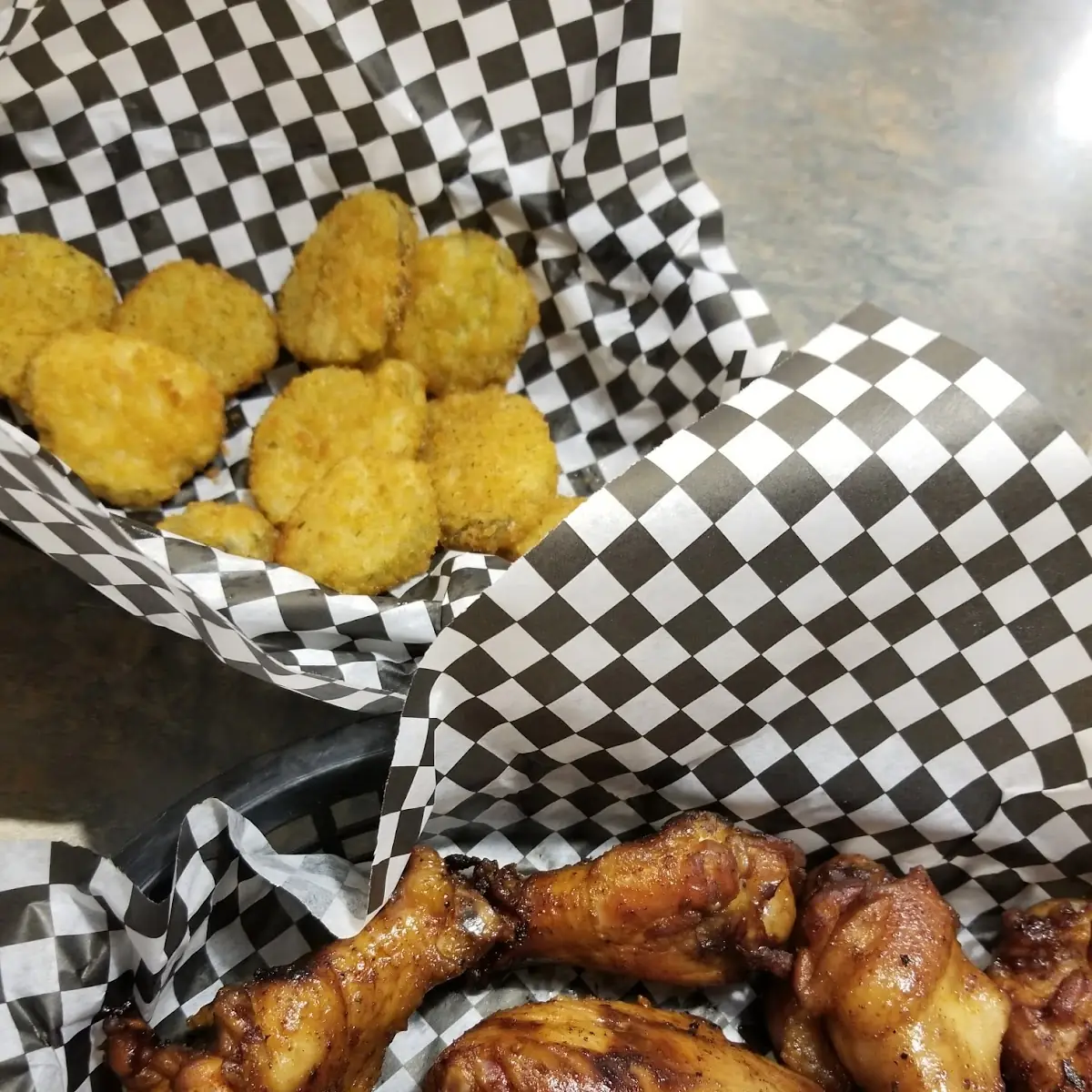 Smoked Wings and Fried Pickles