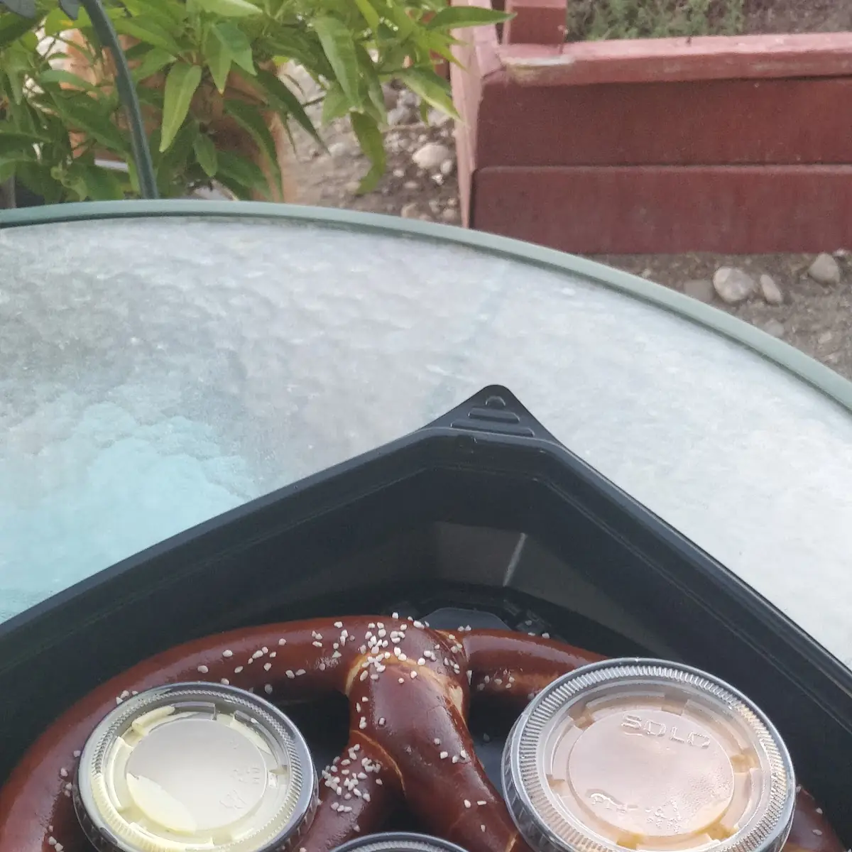 Large Pretzel with Cheese Sauce and 2 Mustards