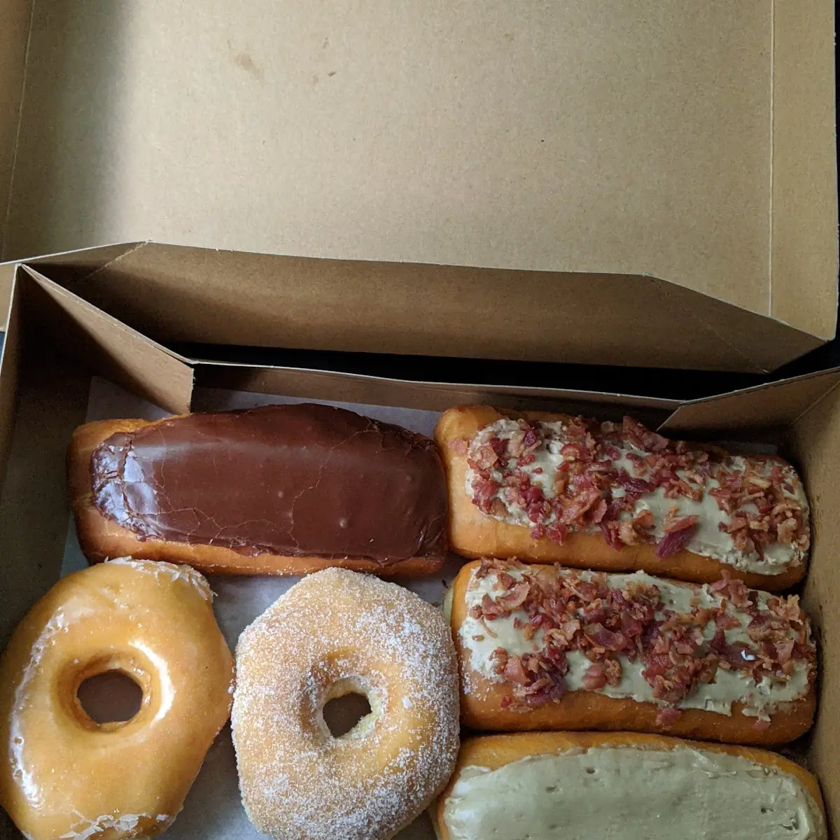 Assorted Donuts Maple Bar w Bacon Maple Bar Bear Claw