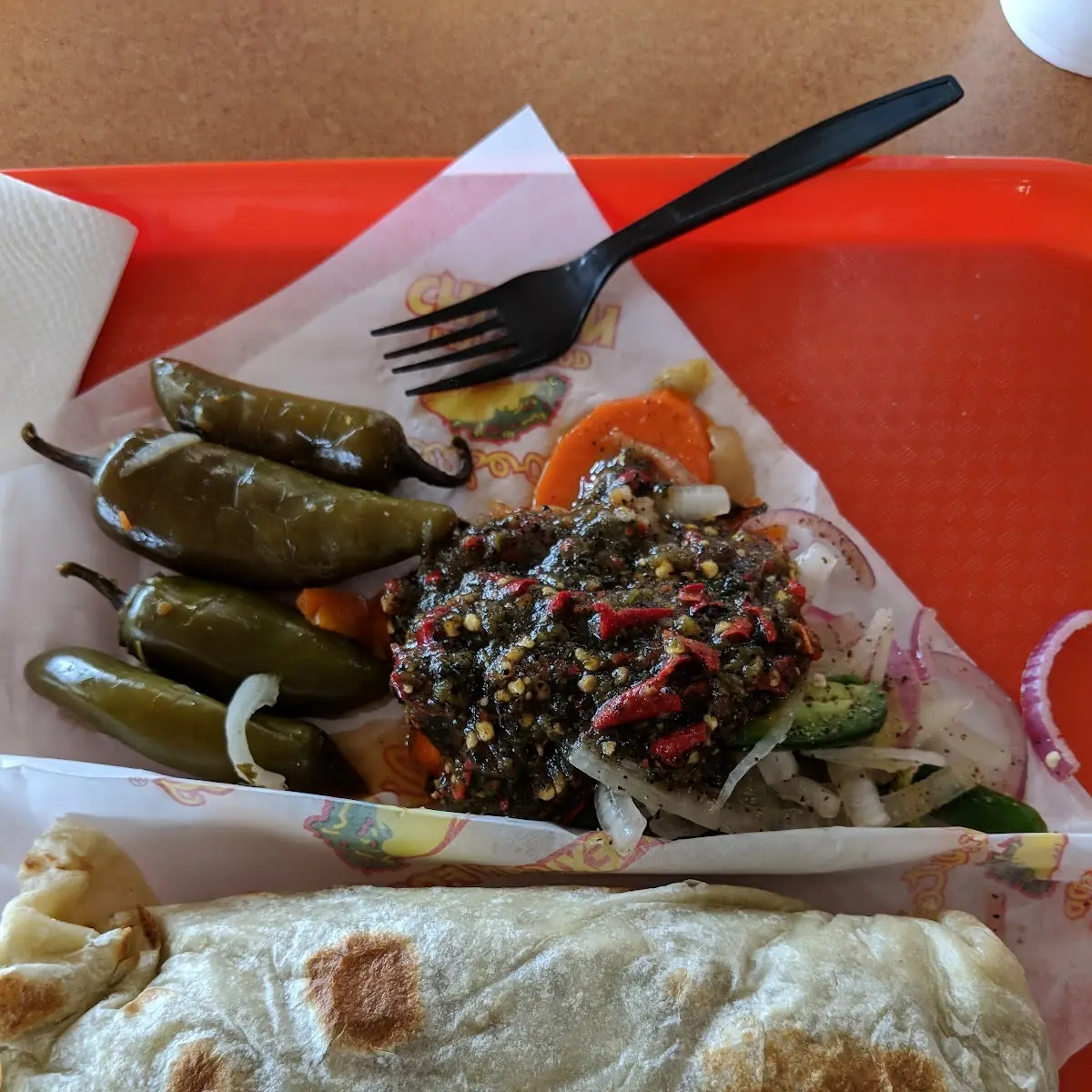 Carne Asada Burrito with Condiments from Condiment Bar
