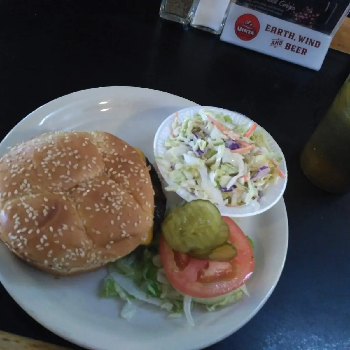 Bacon Cheese Burger with Coleslaw