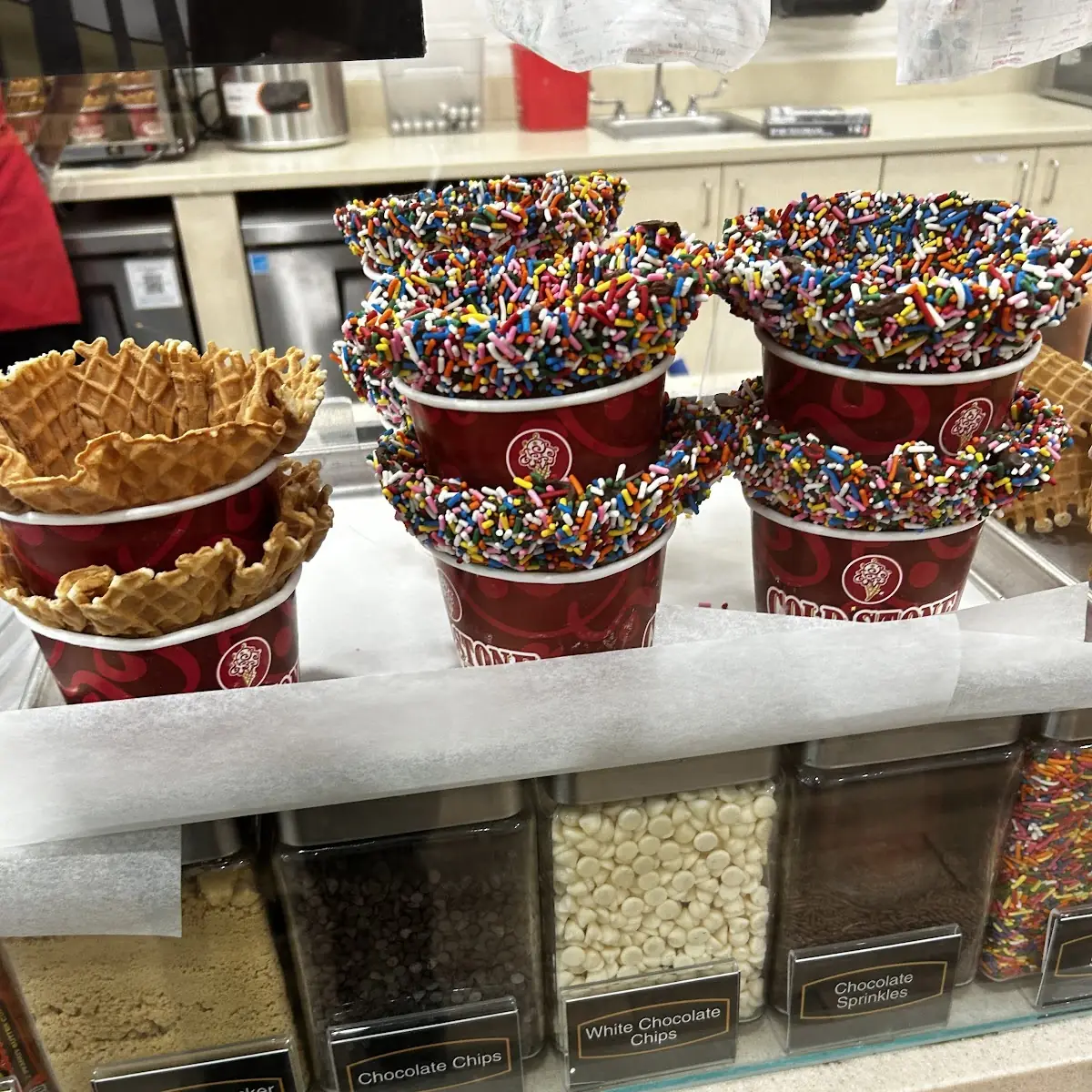 Chocolate Sprinkle Waffle Cups
