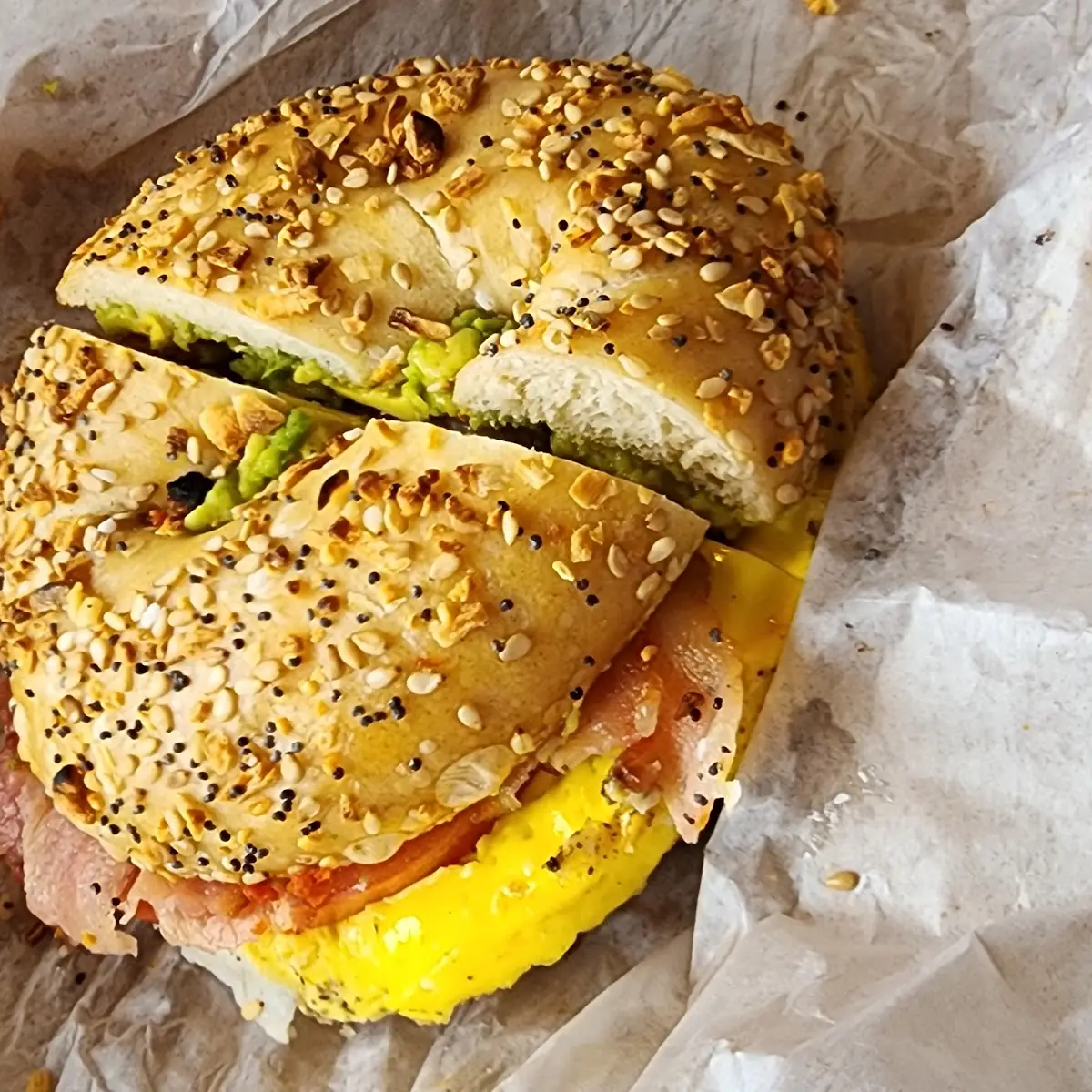Egg Bacon on a Bagel Sandwich