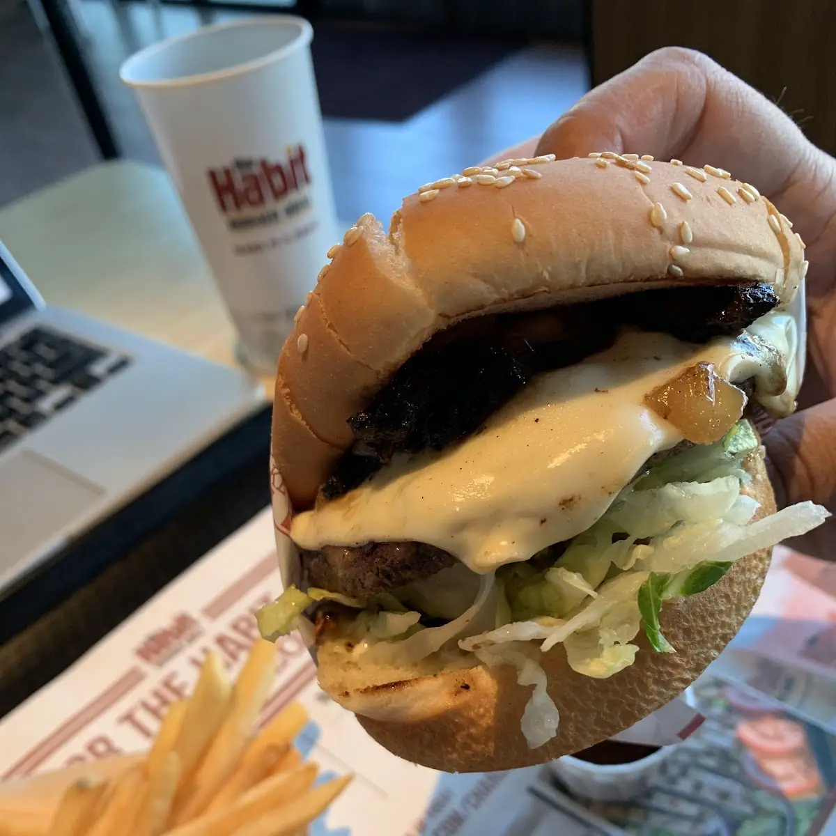 Cheese Bacon Burger and Fries
