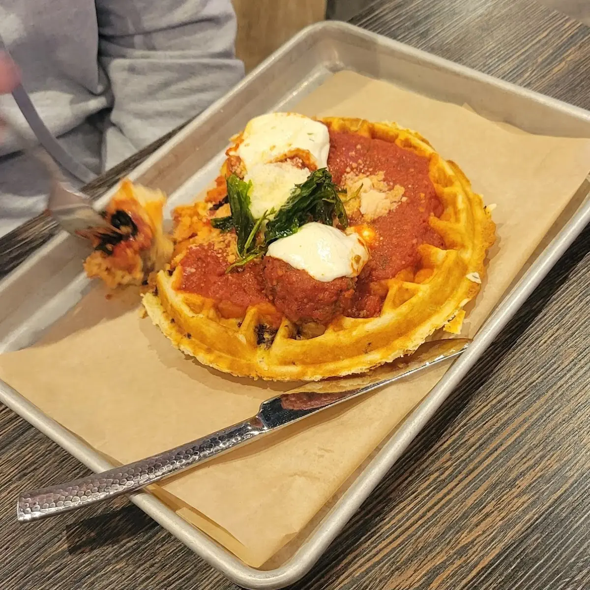 Spaghetti Meatball Waffle