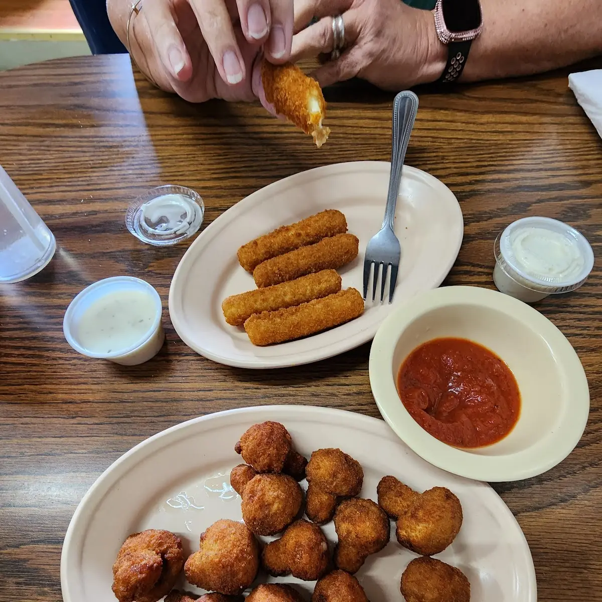 Fried Mushrooms and Fried Cheese Sticks