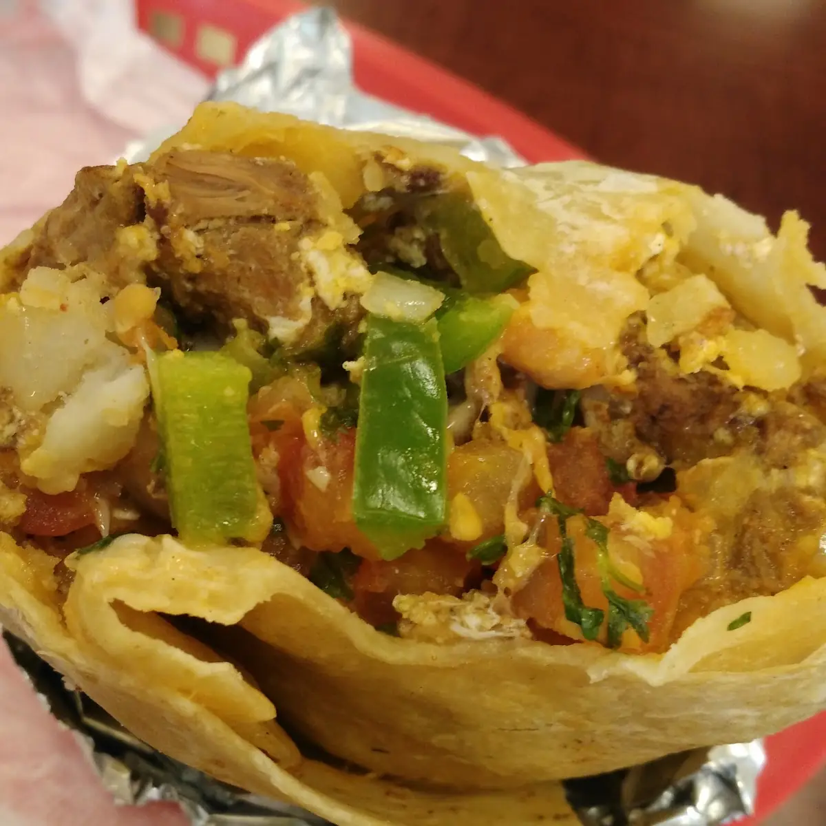 Steak Egg and Cheese Breakfast Burrito