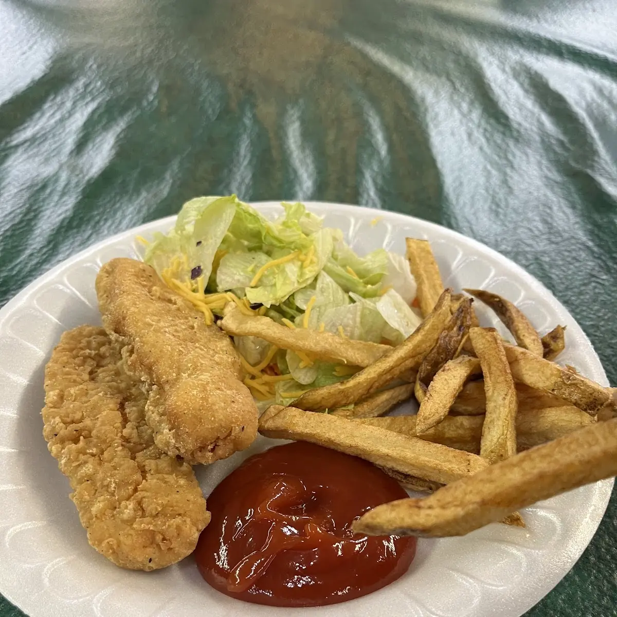 French Fries with Chicken Tenders and Salad