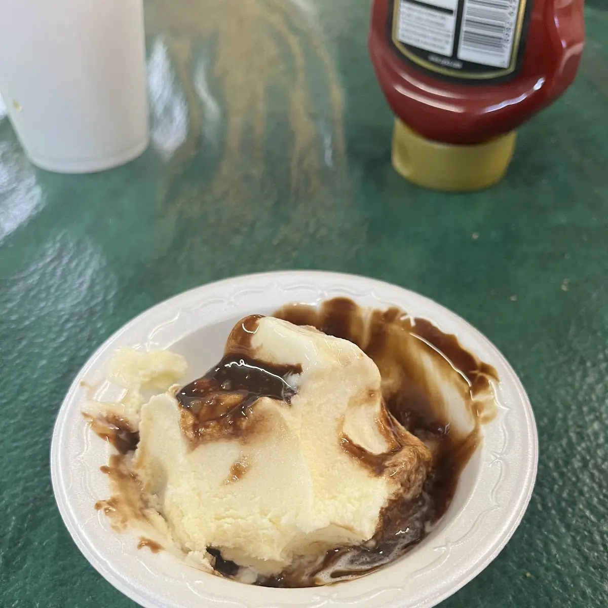 Vanilla Ice Cream with Chocolate Syrup