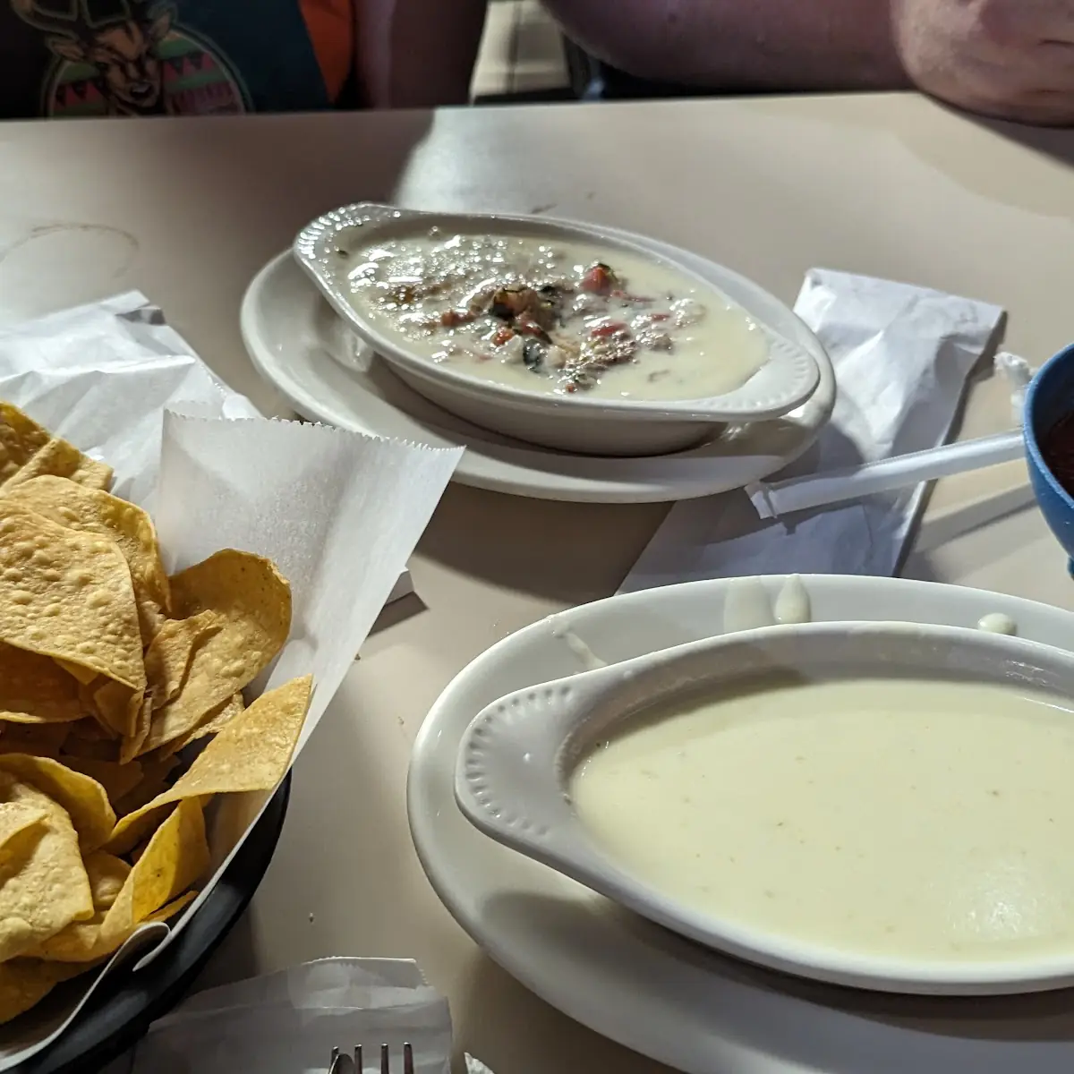 Chips Salsa and Cheese Dips
